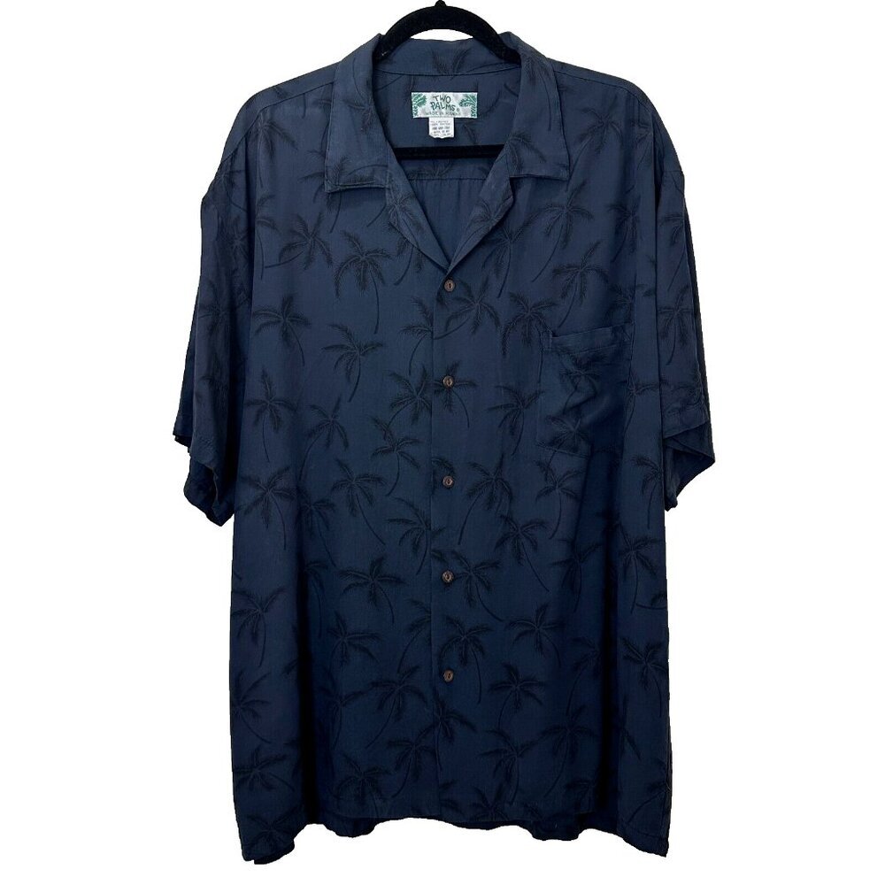 Two Palms Vintage Hawaiian Button Down Shirt Mens 2XL 100% Rayon Lightweight - Picture 1 of 6